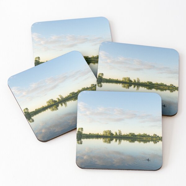 Item preview, Green and Blue Summer - Feeding Grebes Rippling the Lake designed and sold by Georgia Mizuleva.