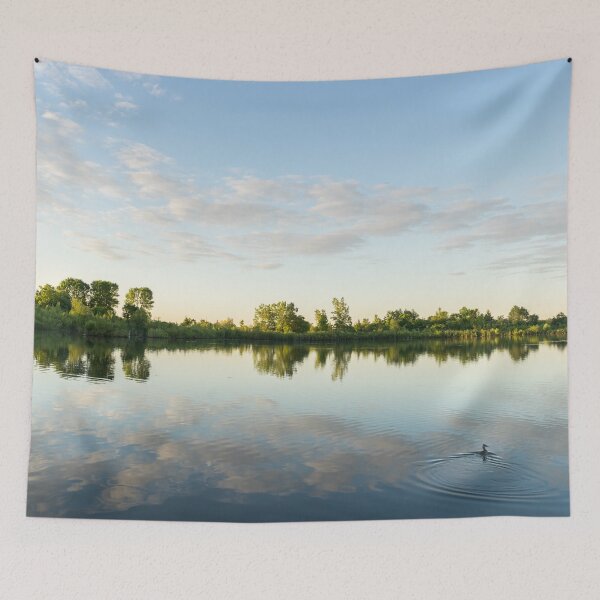 Item preview, Green and Blue Summer - Feeding Grebes Rippling the Lake designed and sold by Georgia Mizuleva.
