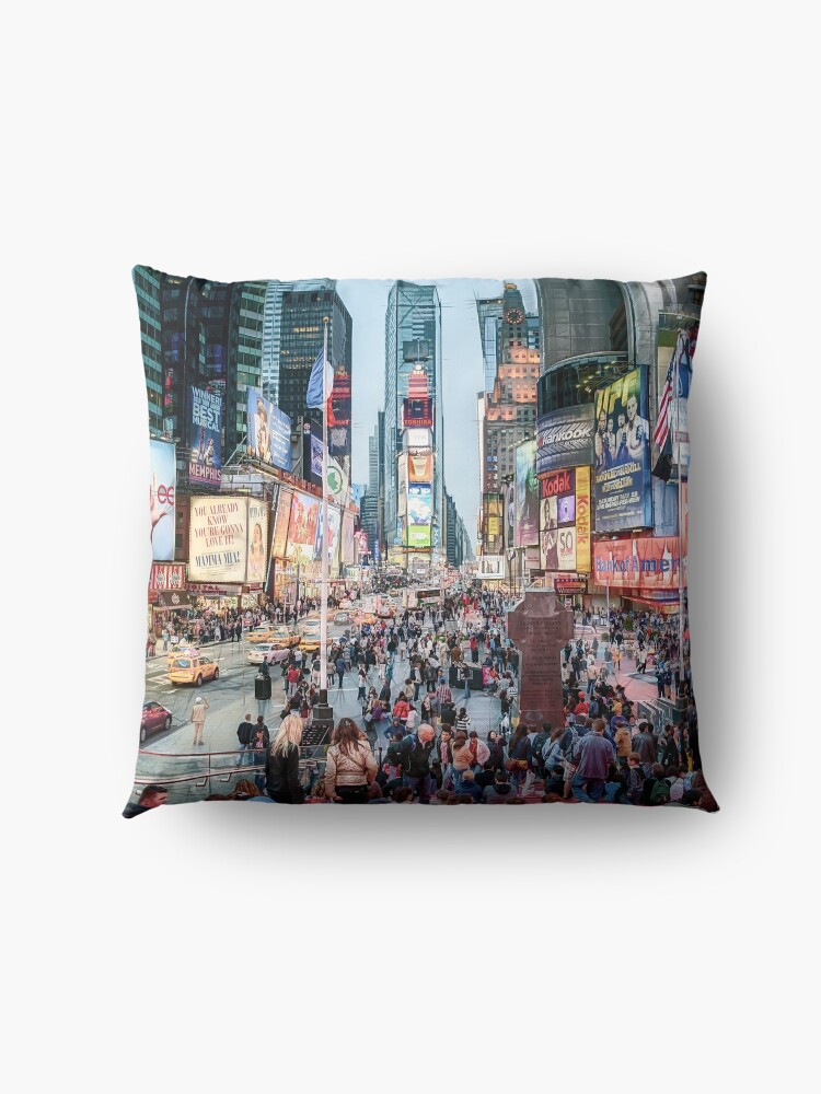 Alternate view of Times Square Tourists (color marker) Floor Pillow