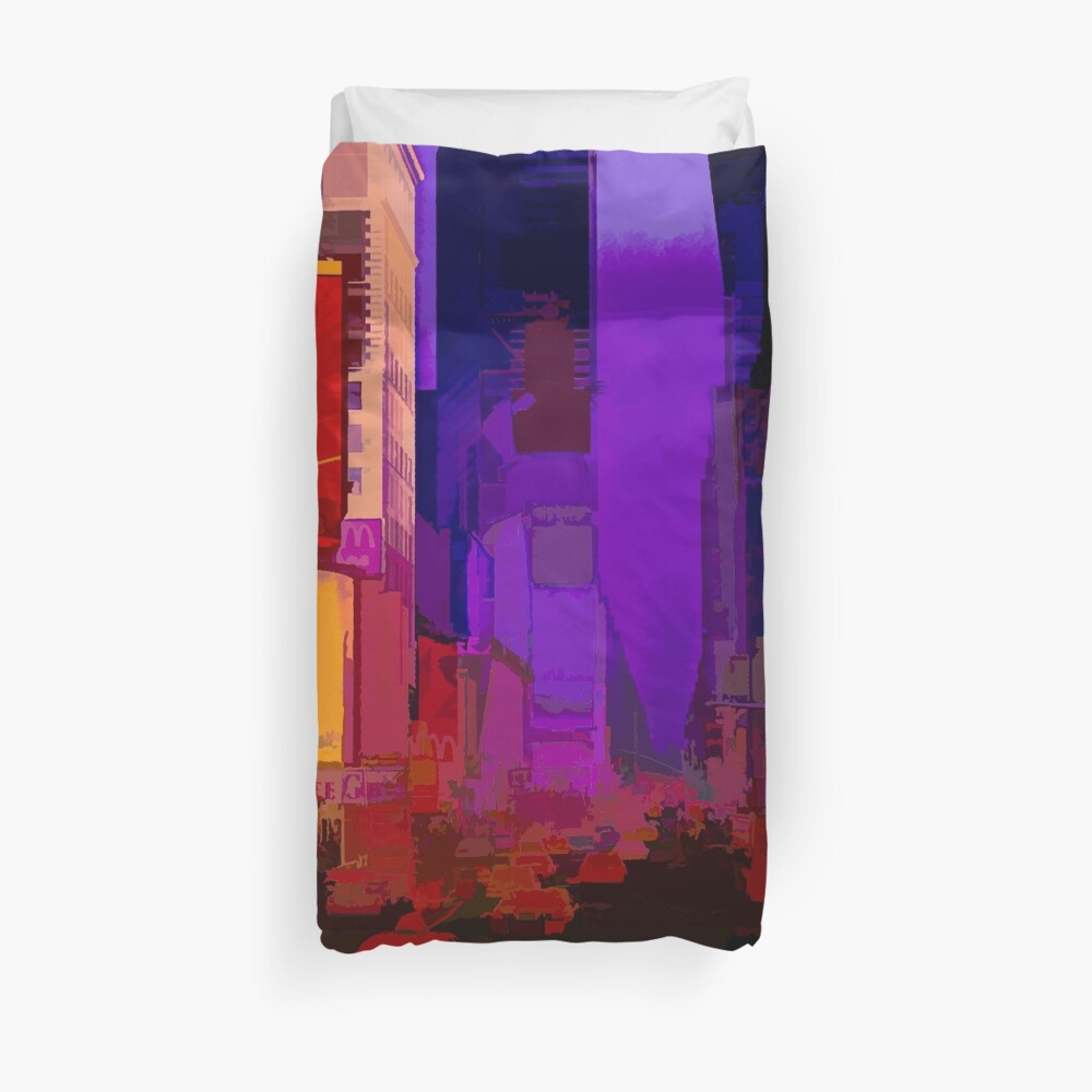 Times Square Broadway (colour pen & paint) Duvet Cover