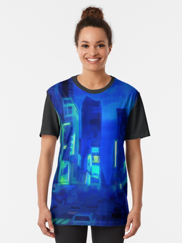 Alternate view of Times Square Broadway (colour paint & glow) Graphic T-Shirt