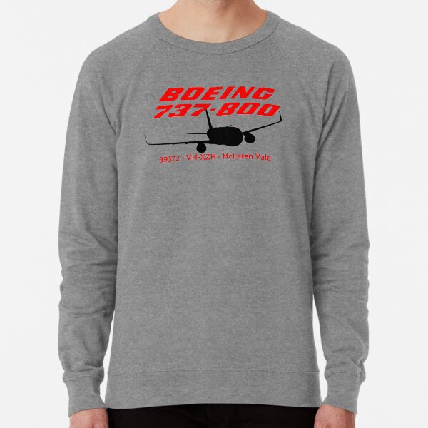 Boeing 737-800 39372 VH-XZH (Black Print) Lightweight Sweatshirt
