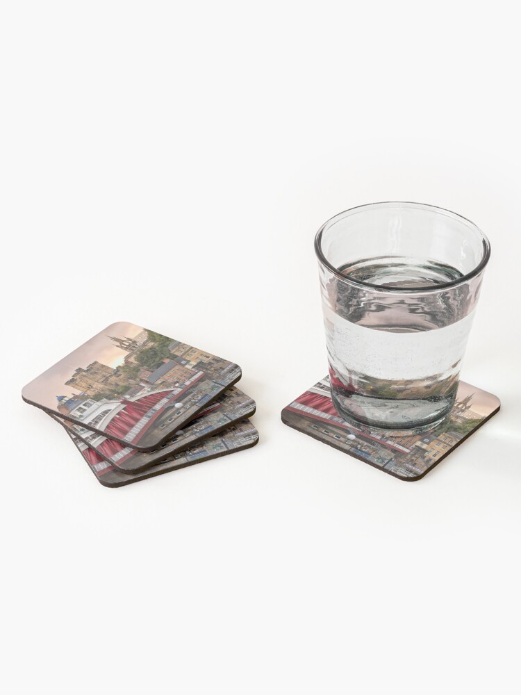 Alternate view of Swing Bridge and Castle Keep, Newcastle, Tyne and Wear Coasters (Set of 4)