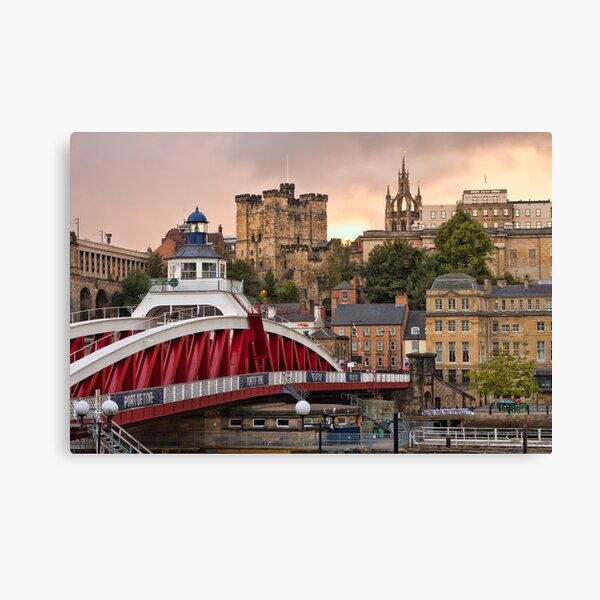 Swing Bridge and Castle Keep, Newcastle, Tyne and Wear Canvas Print