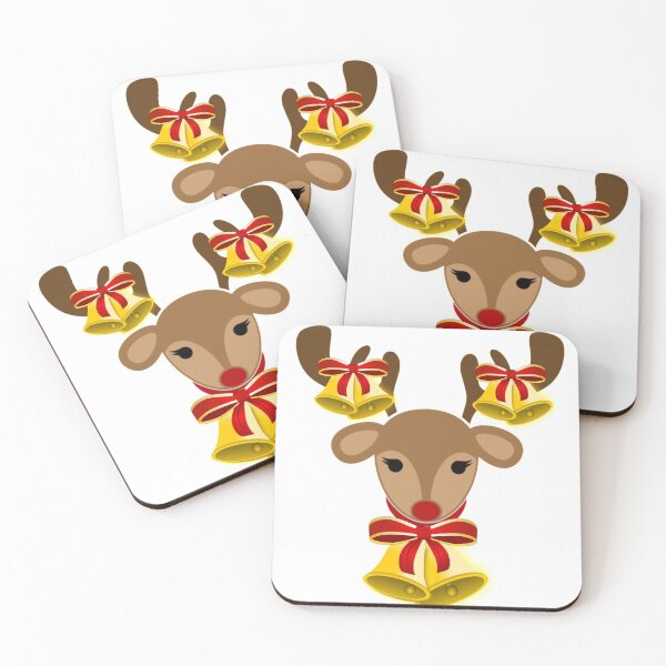 Item preview, reindeer face, crown, head golden bells designed and sold by atevern.