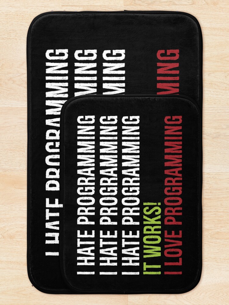 Thumbnail 5 of 6, Bath Mat, I Love Programming designed and sold by eulonix.