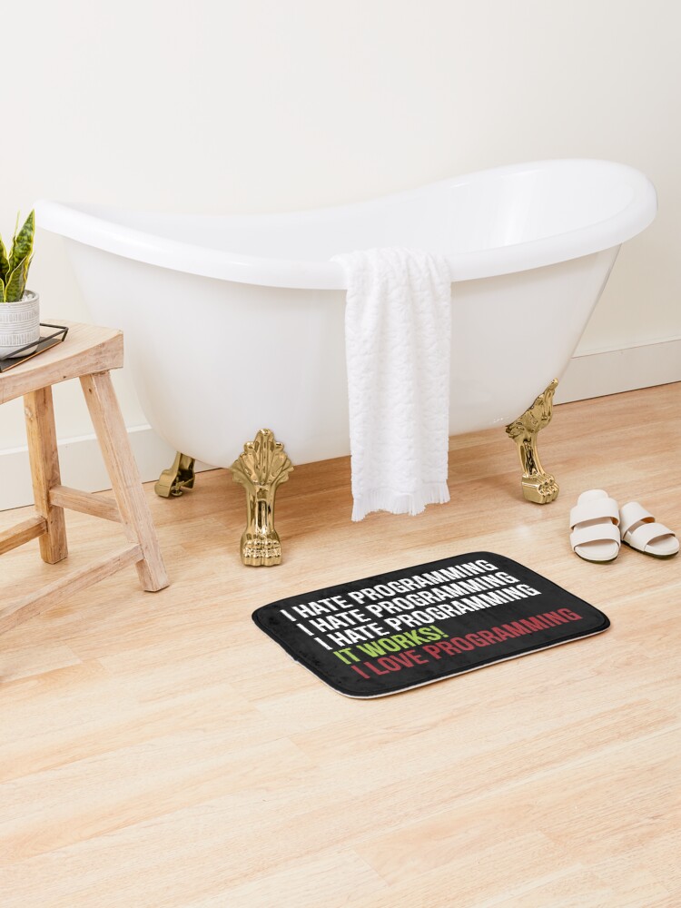 Thumbnail 2 of 6, Bath Mat, I Love Programming designed and sold by eulonix.