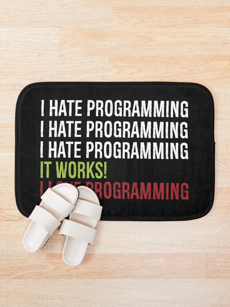 Thumbnail 1 of 6, Bath Mat, I Love Programming designed and sold by eulonix.