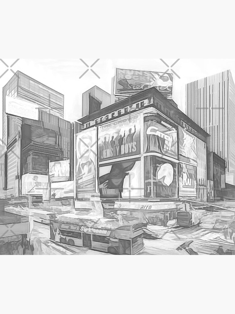 Times Square III (abstract b&w sketch) by RayW