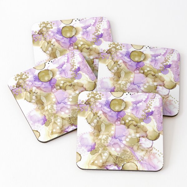 Item preview, Purple and Brown Dots: Original Alcohol Ink Painting designed and sold by herzart.