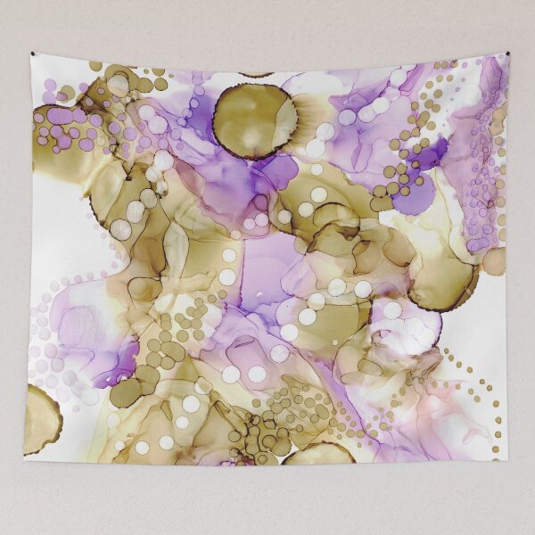 Item preview, Purple and Brown Dots: Original Alcohol Ink Painting designed and sold by herzart.