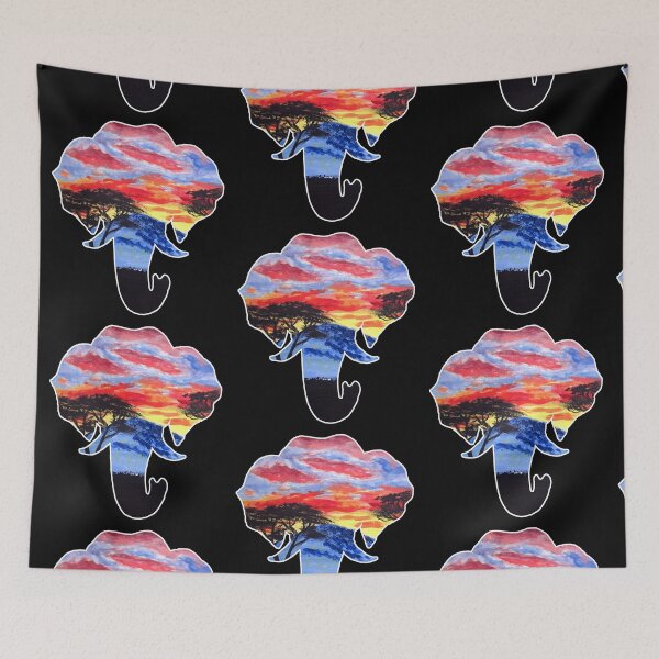 Item preview, African Sunset Landscape Elephant designed and sold by Ivy Lily Art.