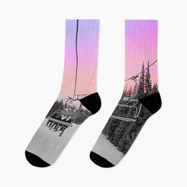 Item preview, Ski Lift Sunset Shot on iPhone 4 // Picture of Digitally Manipulated Sunset with Pink and Purple on the Skilift designed and sold by catbyrdcolorado.
