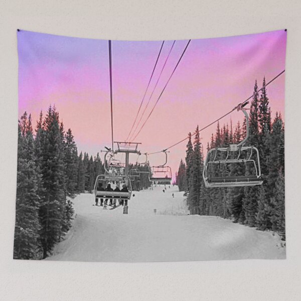 Item preview, Ski Lift Sunset Shot on iPhone 4 // Picture of Digitally Manipulated Sunset with Pink and Purple on the Skilift designed and sold by catbyrdcolorado.
