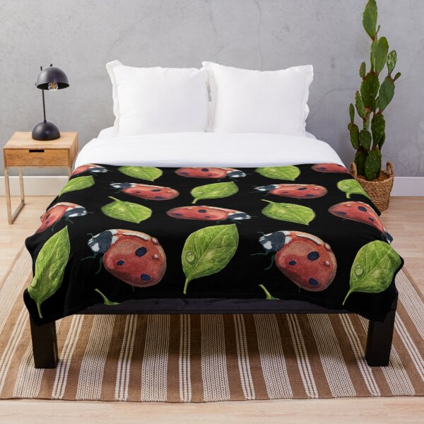 Item preview, Copy of Cute watercolor ladybug with wet green leaf on the black background designed and sold by NataBold.