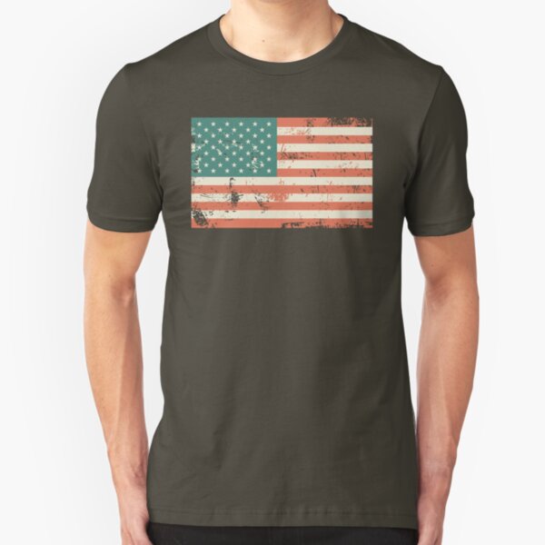 Grungy US flag Slim Fit T-Shirt