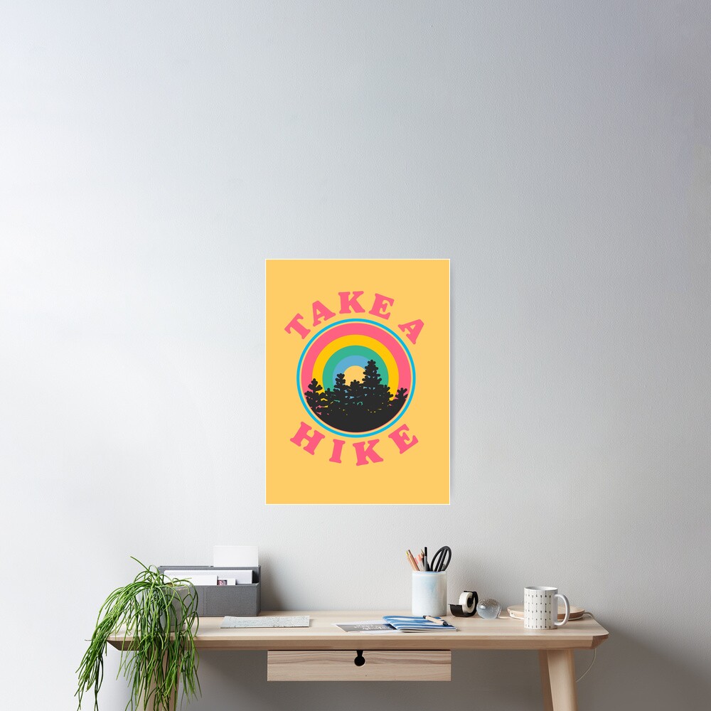 Take A Hike Retro Rainbow Sticker Poster For Sale By Glowingly Redbubble 0266