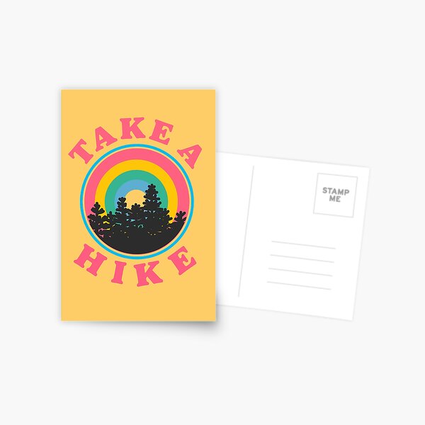 take a hike retro rainbow sticker Postcard