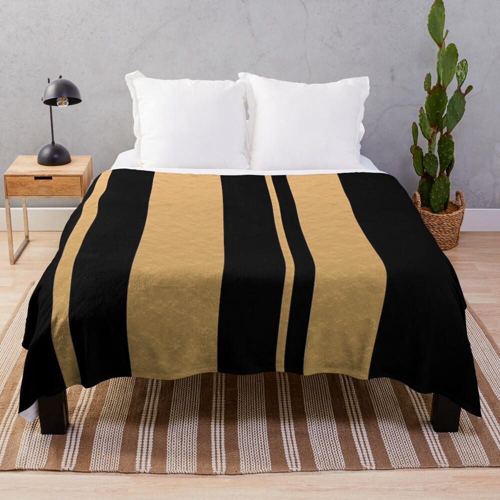 Good Sale Black and Gold Striped Pattern Throw Blanket Bl-0X16FBPI