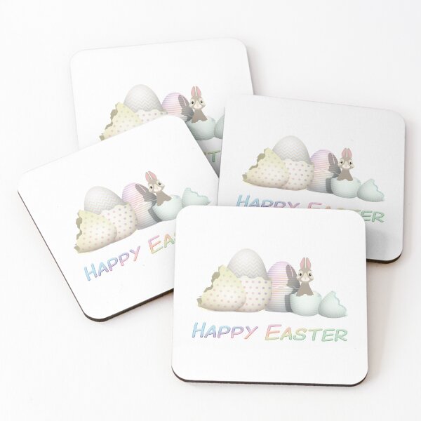 Item preview, Happy Easter - colorful kawaii Easter bunny &  Easter eggs with typography designed and sold by talgursmusthave.