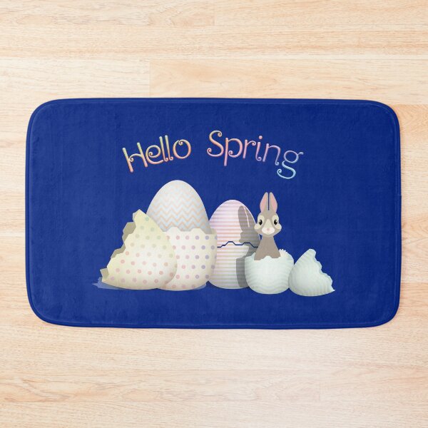 Item preview, Hello Spring - colorful kawaii bunny & easter eggs with typography designed and sold by talgursmusthave.