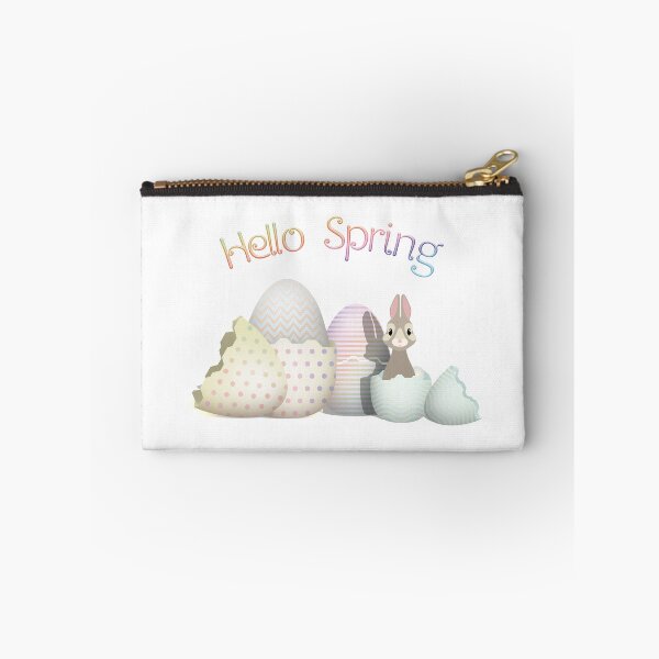 Item preview, Hello Spring - colorful kawaii bunny & easter eggs with typography designed and sold by talgursmusthave.