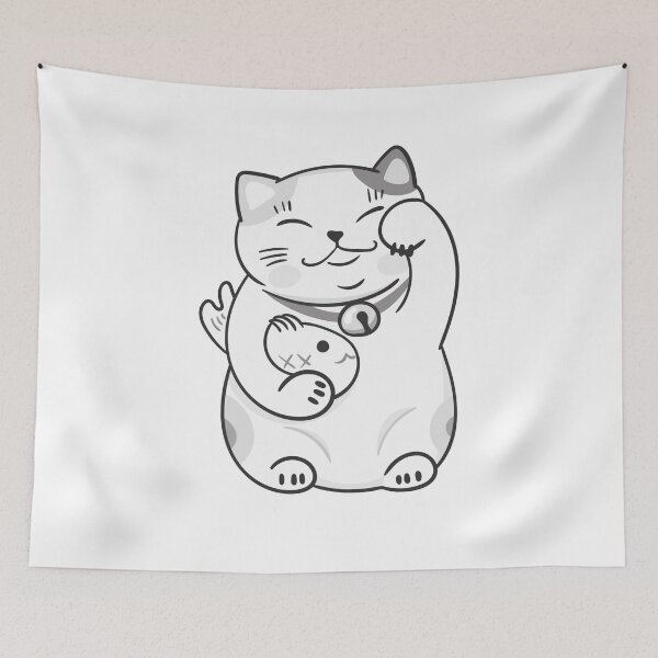 Item preview, Cute cat with fish designed and sold by Jenmag.