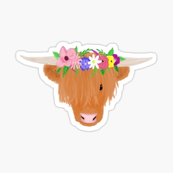 Flower Crown Cow Sticker