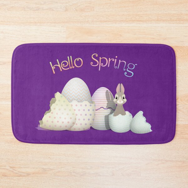 Item preview, Hello Spring - colorful kawaii bunny & easter eggs with typography designed and sold by talgursmusthave.