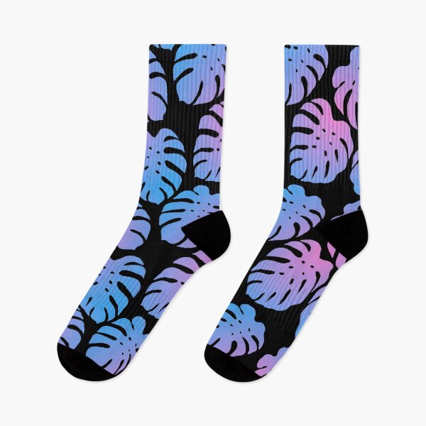 Item preview, Monstera Deliciosa Pink and Blue Gradient Pattern designed and sold by Ivy Lily Art.
