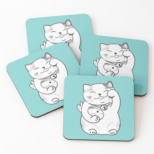 Item preview, Cute cat with fish blue background designed and sold by Jenmag.