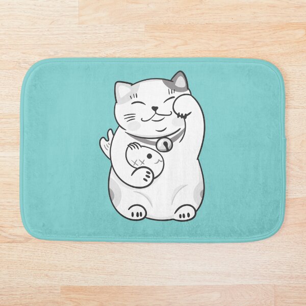 Item preview, Cute cat with fish blue background designed and sold by Jenmag.