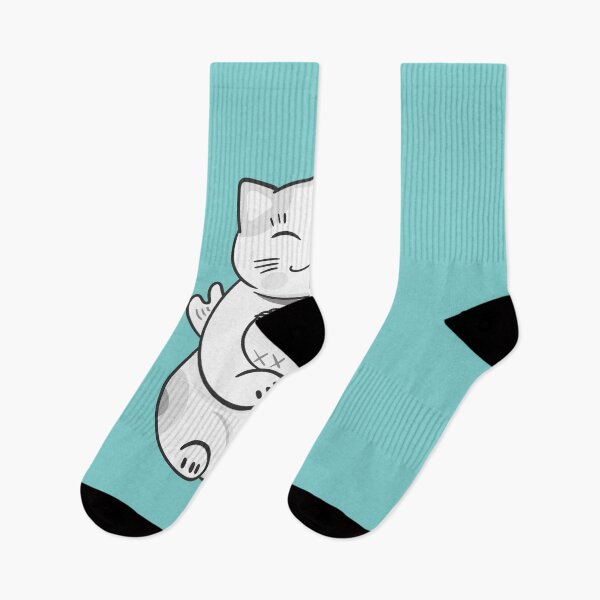 Item preview, Cute cat with fish blue background designed and sold by Jenmag.