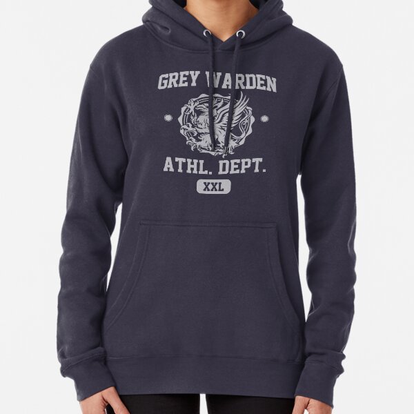 Grey Warden Athletic Department | Dragon Age Gym Shirt Style | Silver Print Pullover Hoodie