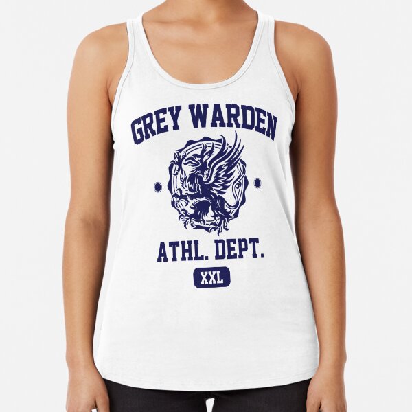 Grey Warden Athletic Department | Dragon Age Gym Shirt Style | Navy Print Racerback Tank Top