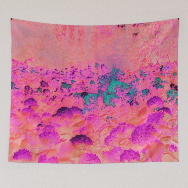 Item preview, Abstract Coral Garden Landscape Purple Hydrangeas designed and sold by myrubiogarden.