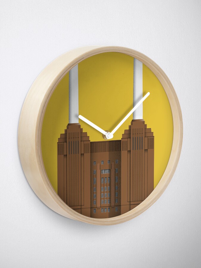 Alternate view of Battersea Power Station - London Architecture - Illustrated City- Art Deco Clock