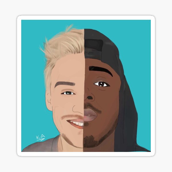 Drawing of Jay Swingler and Romell Henry (TGFBro) Sticker