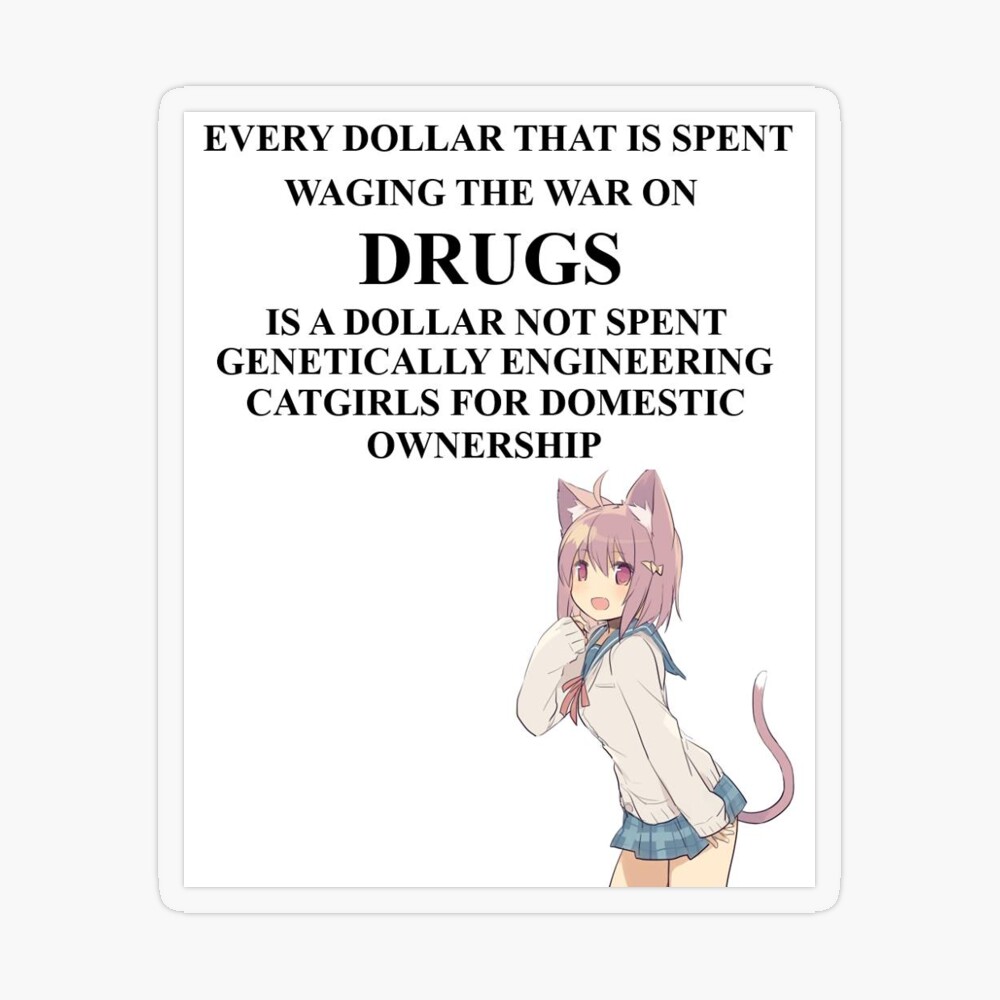 EVERY DOLLAR THAT IS SPENT WAGING THE WAR ON DRUGS IS A DOLLAR NOT SPENT  GENETICALLY ENGINEERING CATGIRLS FOR DOMESTIC OWNERSHIP - iFunny Brazil