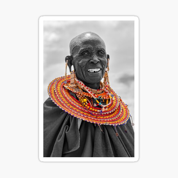 Maasai Woman in Selective Color Sticker