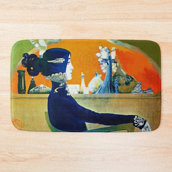 Item preview, DIVA IN BLUE ,ART NOUVEAU BEAUTY FASHION IN GREEN ORANGE YELLOW designed and sold by BulganLumini.