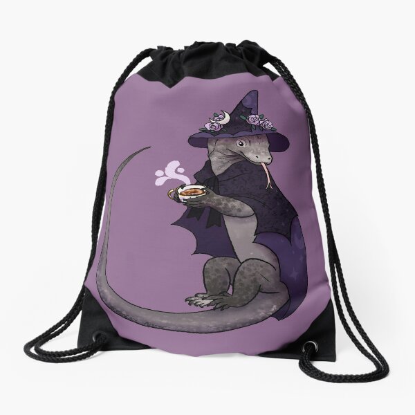 Komodo Dragon Witch Drawstring Bag