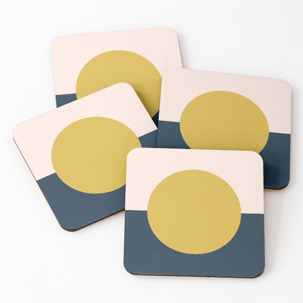 Item preview, Sun Dot Half Half. Minimalist Geometric Design in Mustard Yellow, Navy Blue, and Blush Pink designed and sold by kierkegaard.