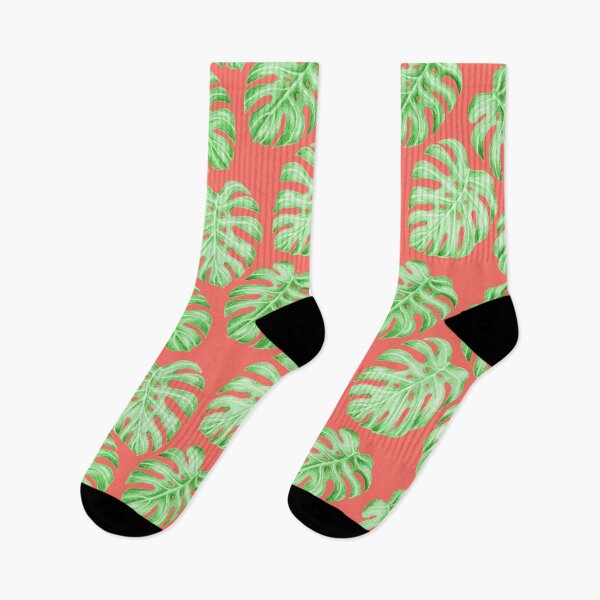 Item preview, Monstera Deliciosa Green on Coral Pattern designed and sold by Ivy Lily Art.