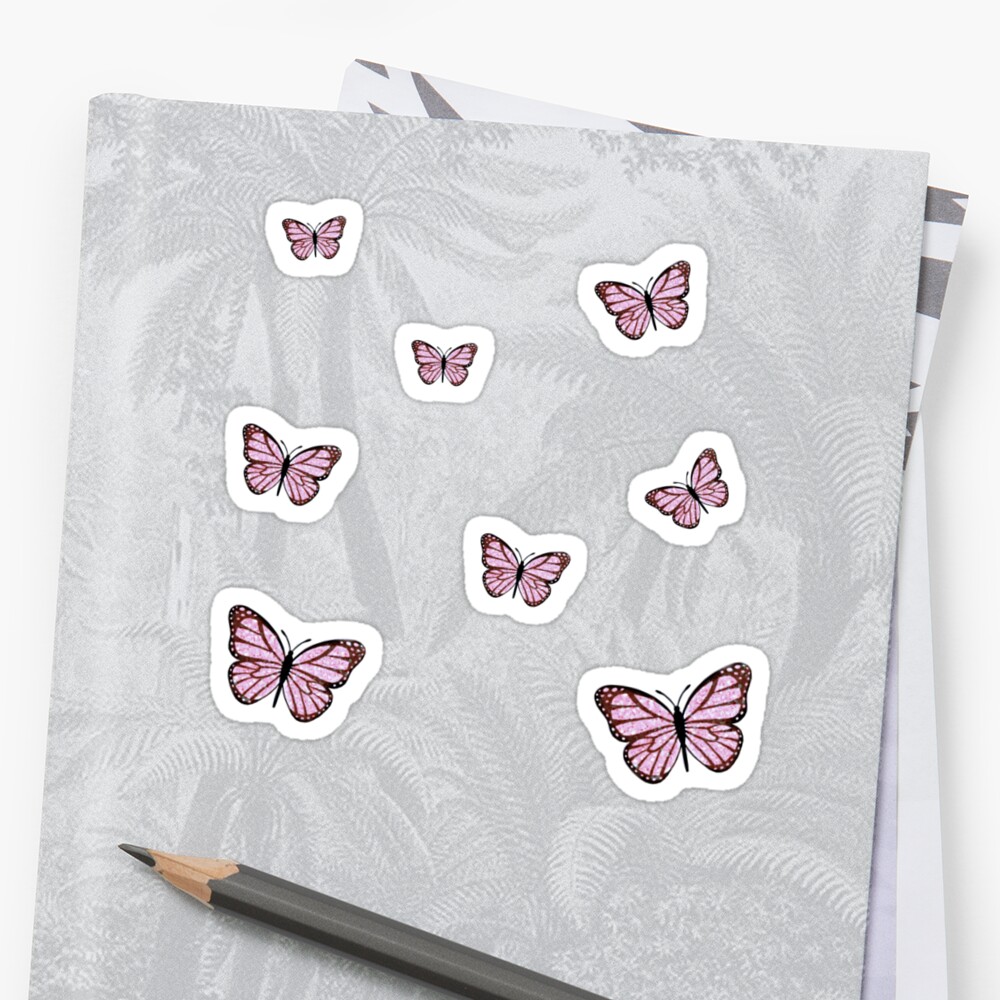 Pink Glitter Butterfly Assorted Sizes Sticker By Hloy Redbubble 1453