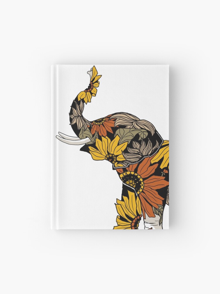 Cuaderno de tapa dura «Elefante Girasol - Color» de YelloJelly | Redbubble