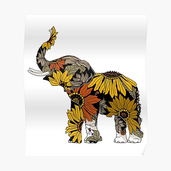 Sunflower Elephant - Color Poster
