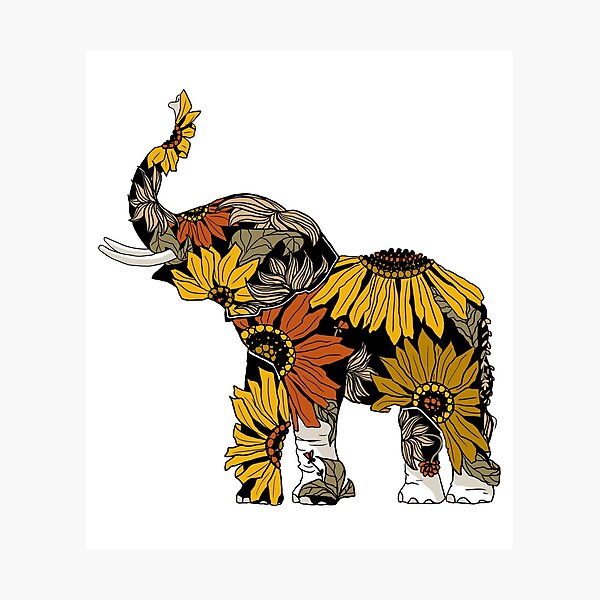 Sunflower Elephant - Color Photographic Print