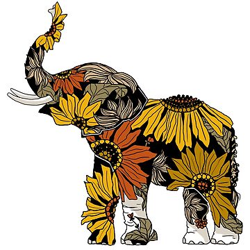 Artwork thumbnail, Sunflower Elephant - Color by Allie Kerryn