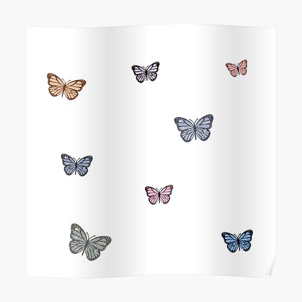 Small Glitter Butterfly Assorted Colors Poster